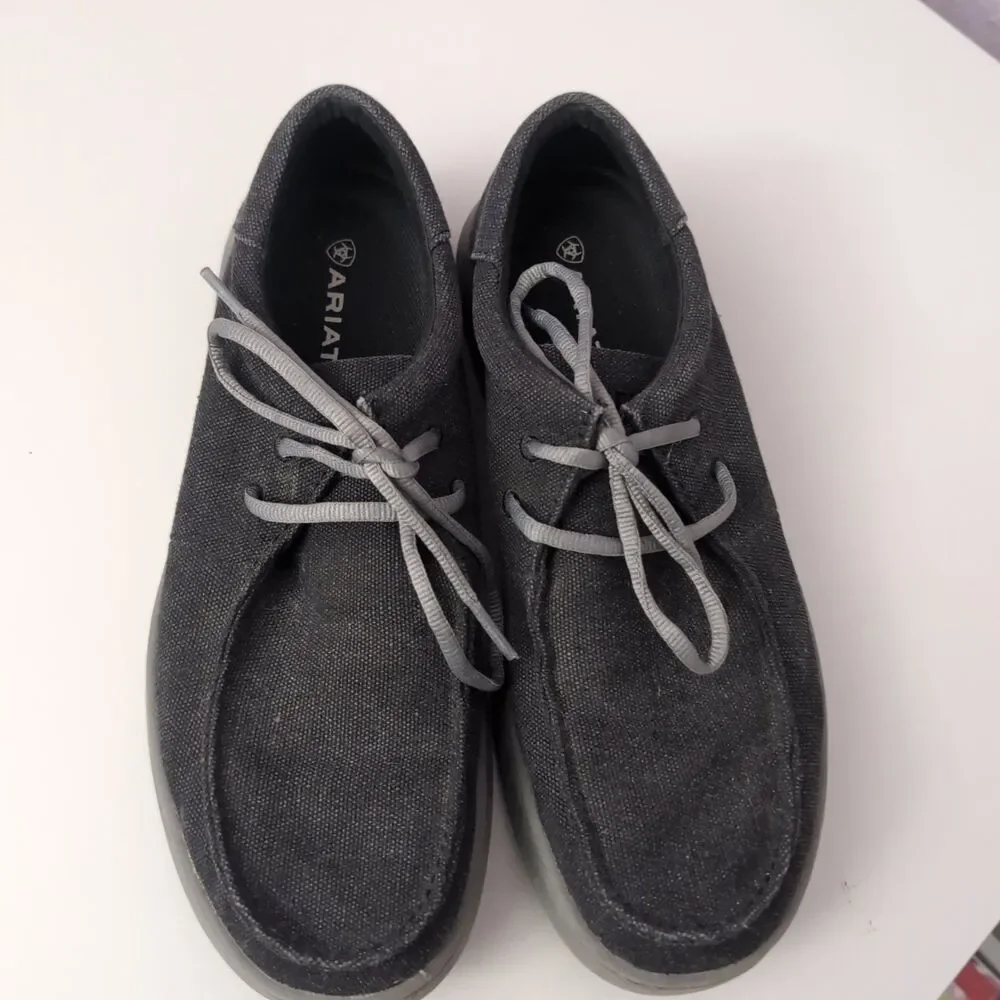 Ariat Men's Size 8 D Hilo Charcoal Casual Shoes - Lace Up Moc Toe - Ariat Shoe